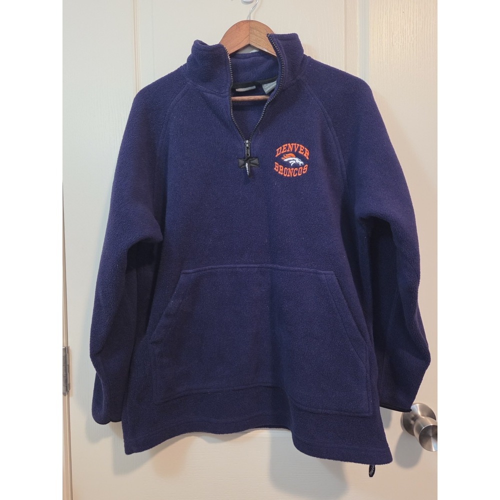 The Edge Denver Broncos 1/4 Zip Fleece Pullover Mens Size Medium